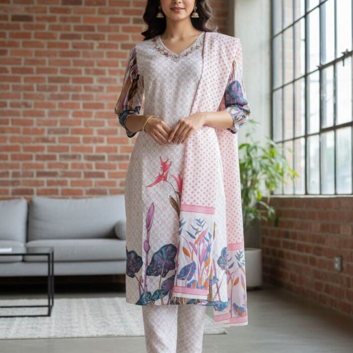 Luxe Posh Look Kurta Pant Dupatta Set with Unique Design