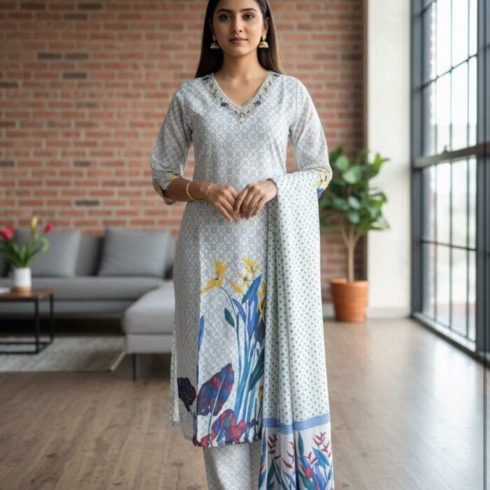 Luxe Posh Look Kurta Pant Dupatta Set with Unique Design