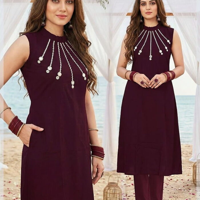 Premium Blue Kurta Pant Set with Best Hand Work