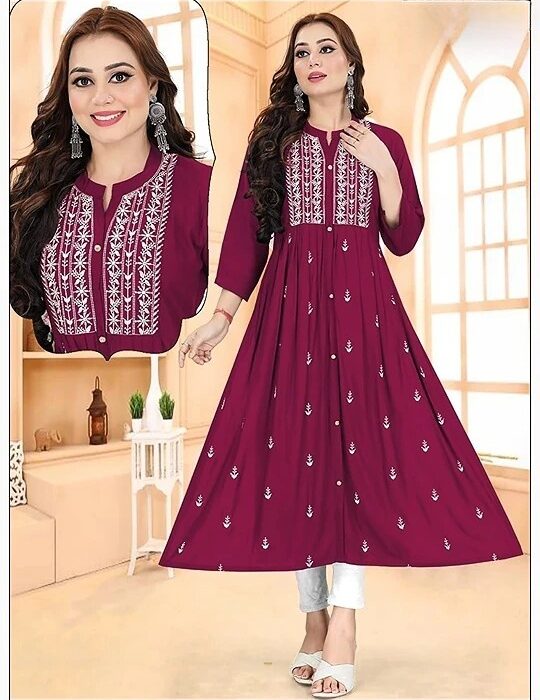 Premium Cotton Wine Color Kurta Pant Set