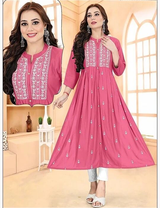 Premium Cotton Deep Pink Color Kurta Pant Set