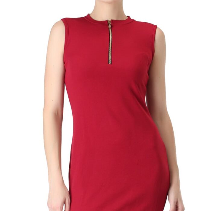 Luxe Modern Western Maroon Color One-piece Party Dress