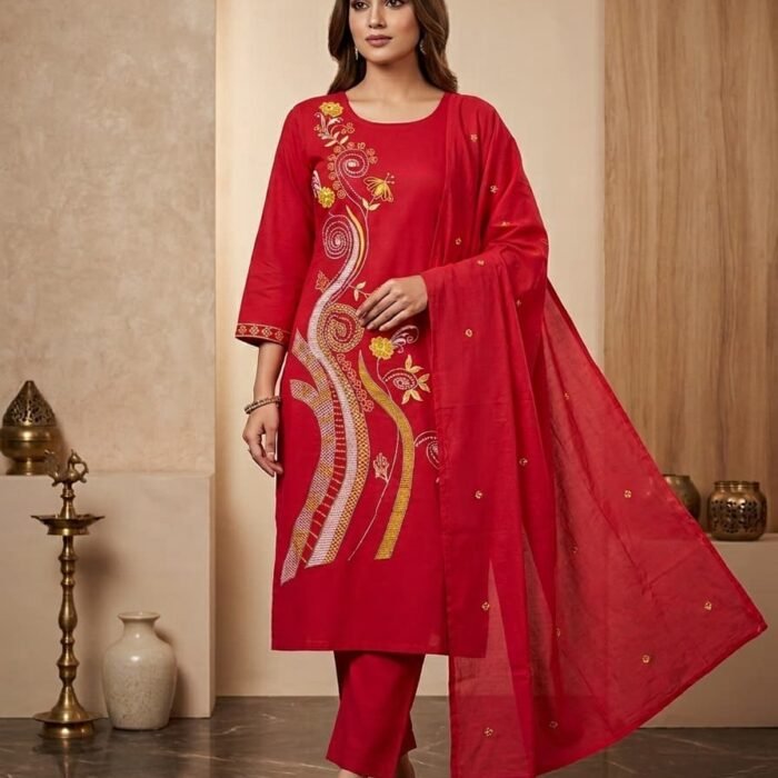 Premium Three Piece Set with Embroidery work