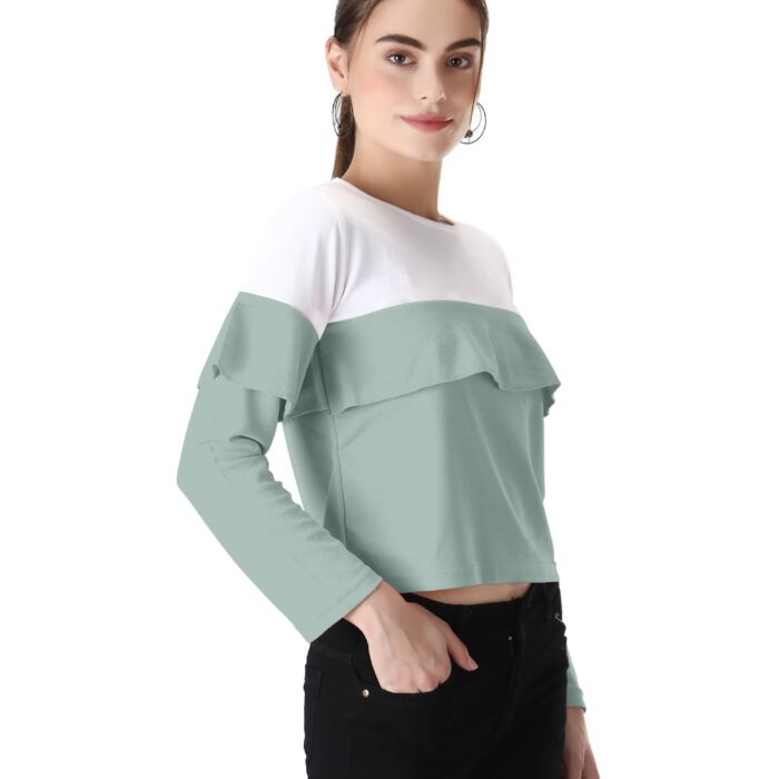 Modern Western Sea Green Color Top