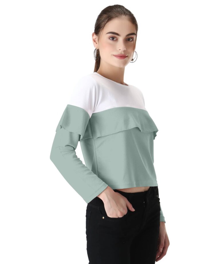 Modern Western Sea Green Color Top