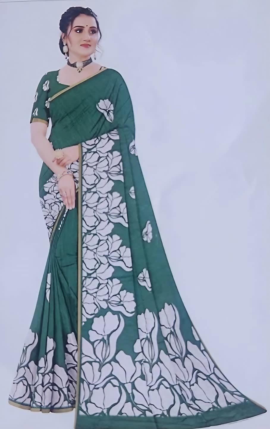 Premium Look Very Soft Light Weight Linen Cotton Saree with Contrast Blouse